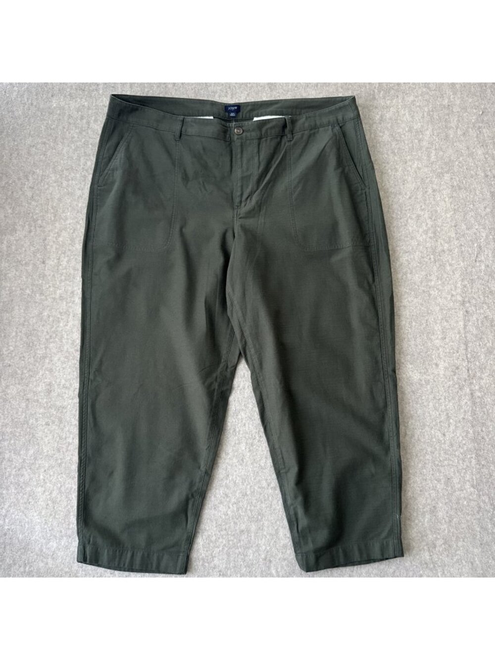 JCrew‎ Utilty Crop Pants Womens Plus 22 Green Cotton Camp NWT
